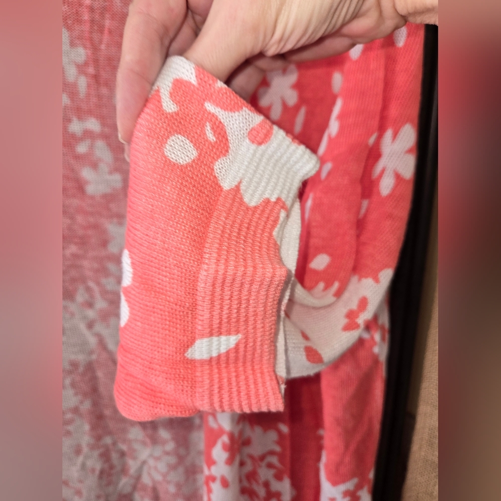 Women's Investments Pink/White Floral Coral Cardigan Size XL - Picture 5 of 11